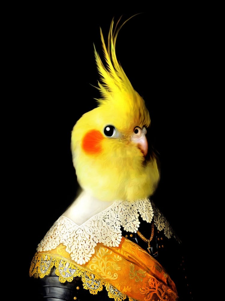 Knight Lutino Cockatiel Hank Pet Portraits