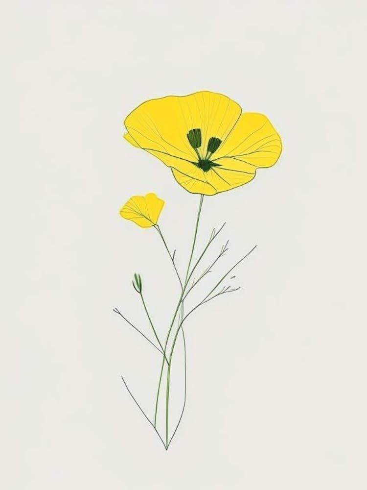 Buttercup Floral Minimal Line Drawing 1 Flower