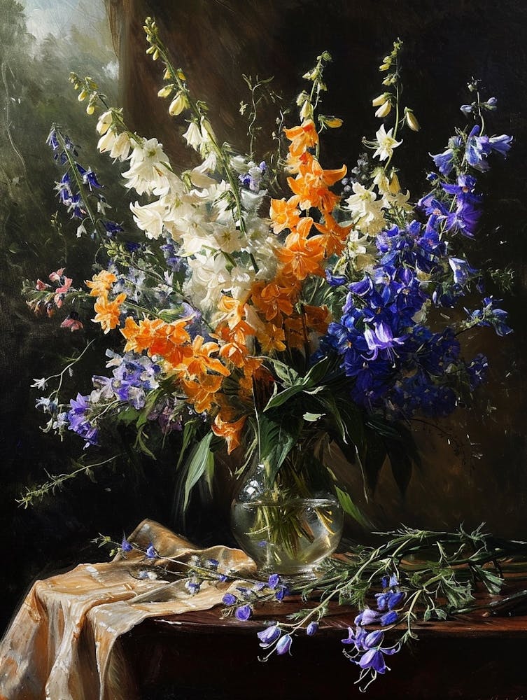 Baroque Floral Still Life Larkspur 2