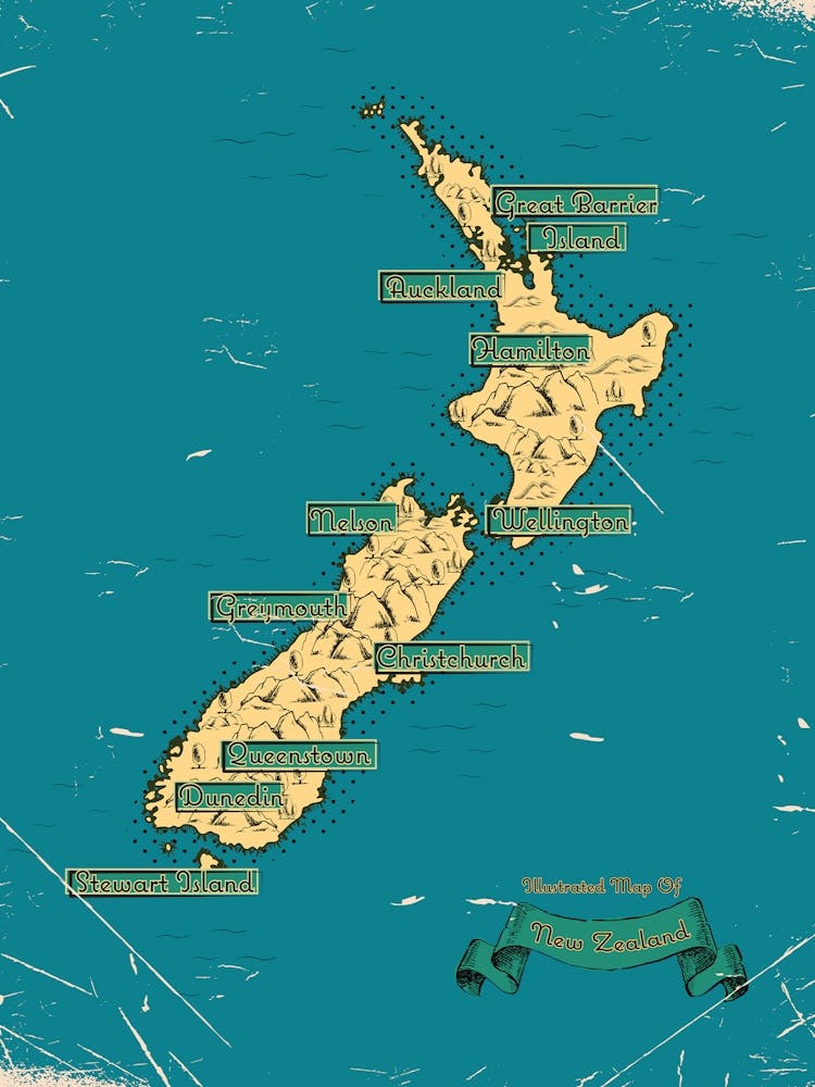 Vintage New Zealand Map