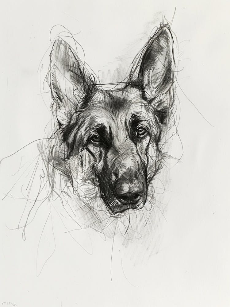 Berger Allemand - Dessin au Fusain 2