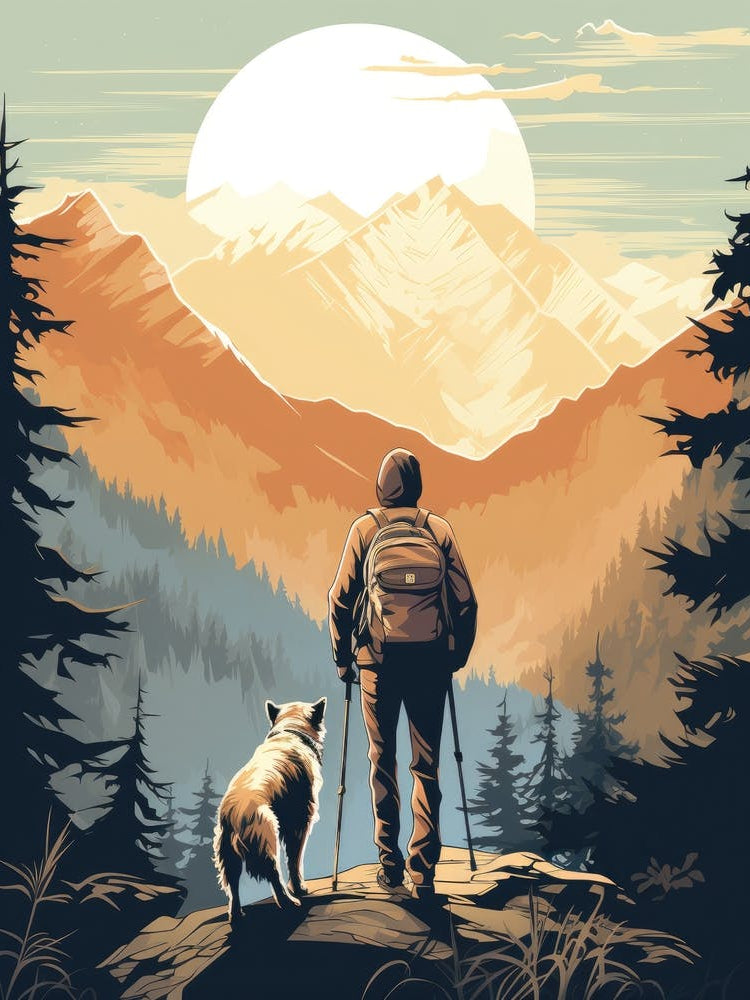 Hiker And His Dog