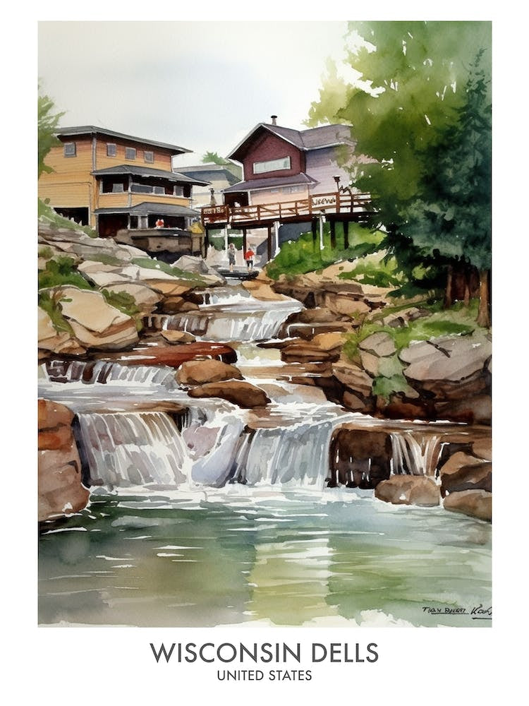 Wisconsin Dells 4 Watercolour Travel Poster