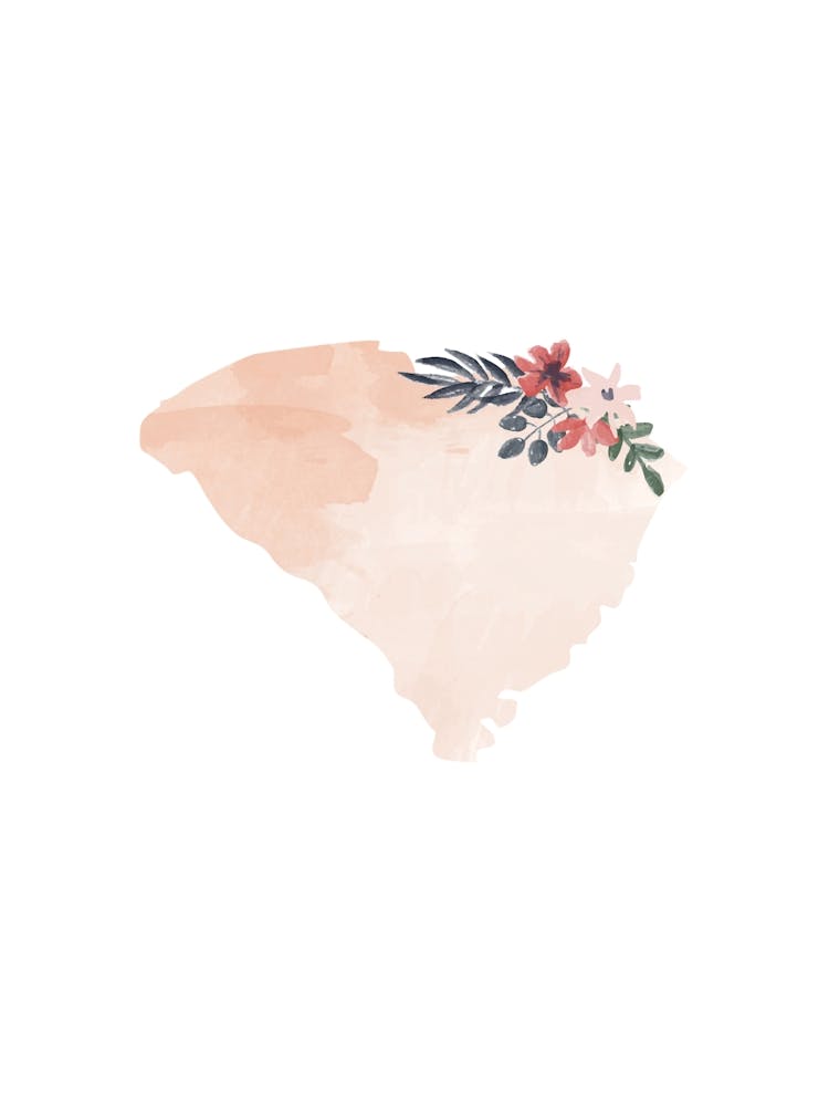 South Carolina Watercolor Floral State