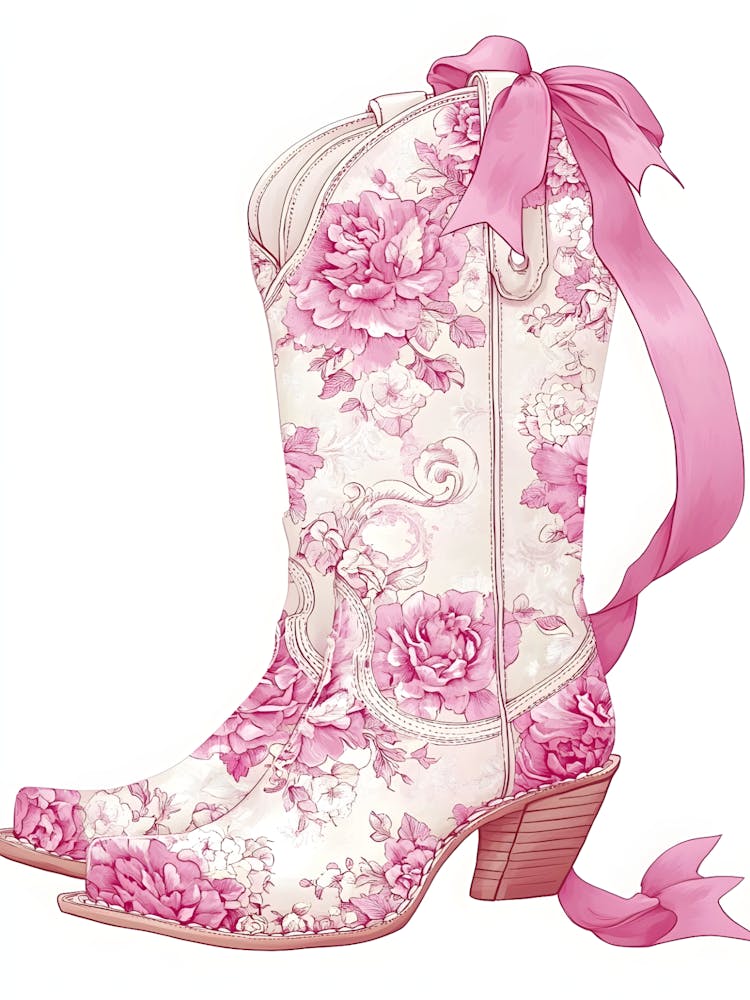 Pink Cowboy Boots 10
