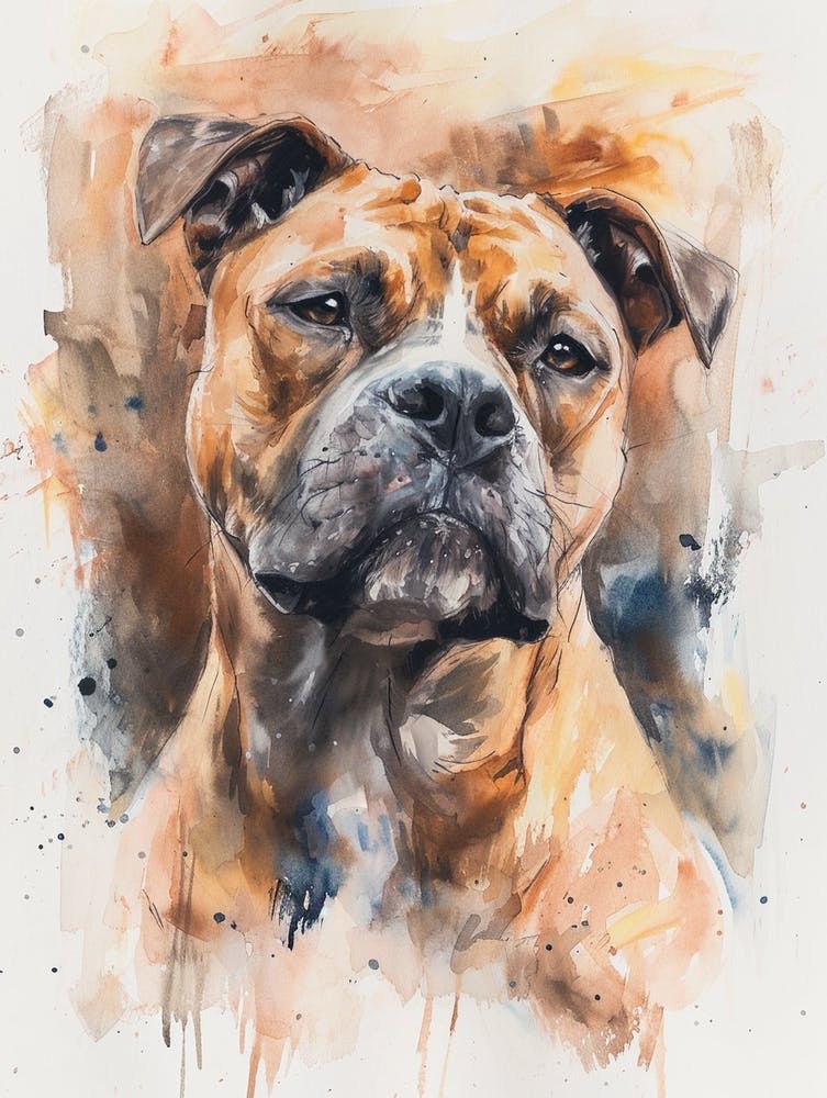 Staffordshire Bull Terrier Acrylic Painting 7