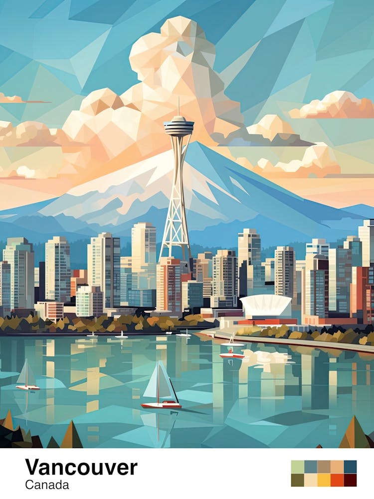 Vancouver, Canada, Geometric Illustration 3 Poster