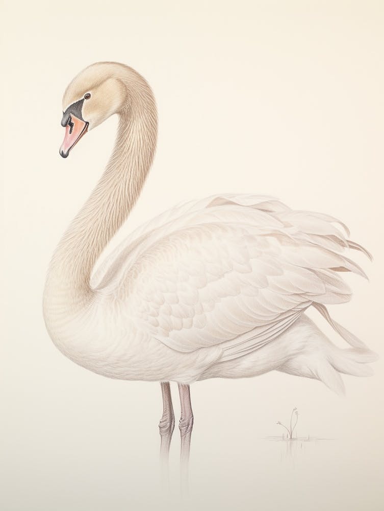 Vintage Bird Drawing Swan 2