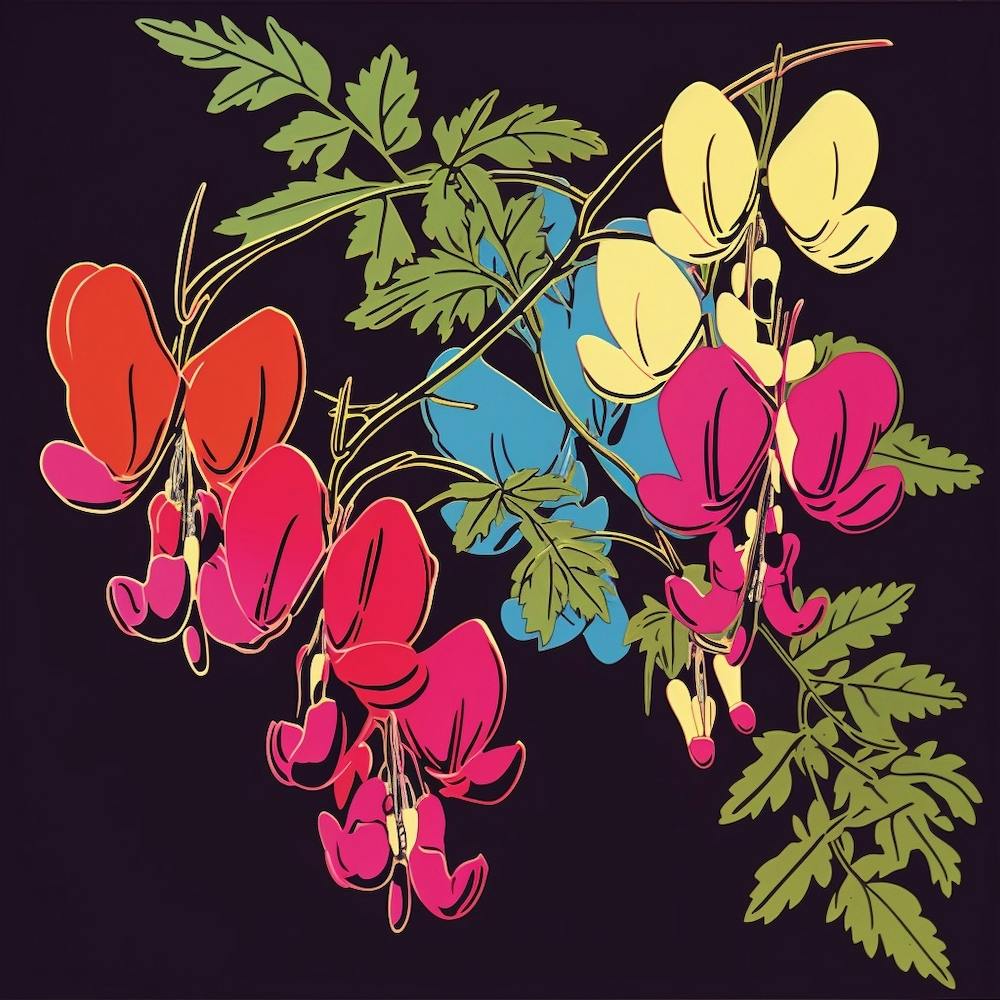 Bleeding Heart Dicentra 3 Pop Art Illustration Square
