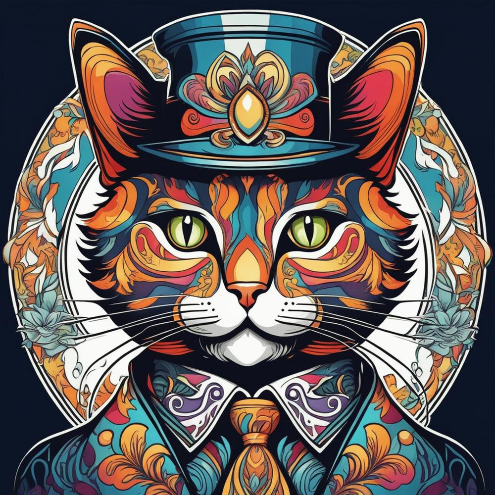 Elegant Cat with a Top Hat