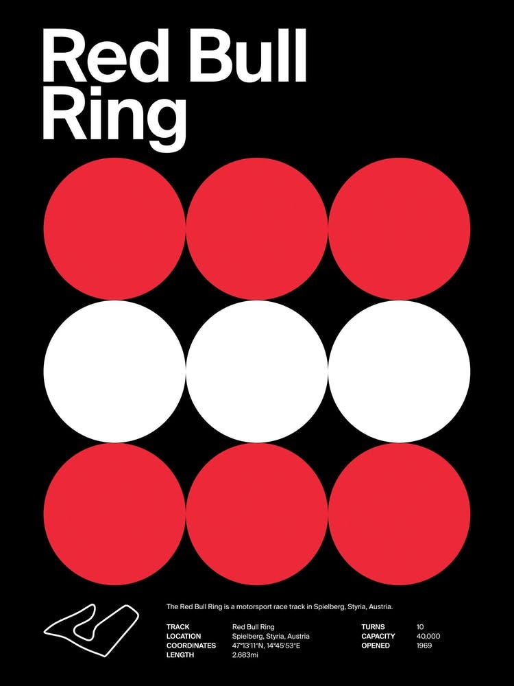 Mid Century Dark Red Bull Ring F1