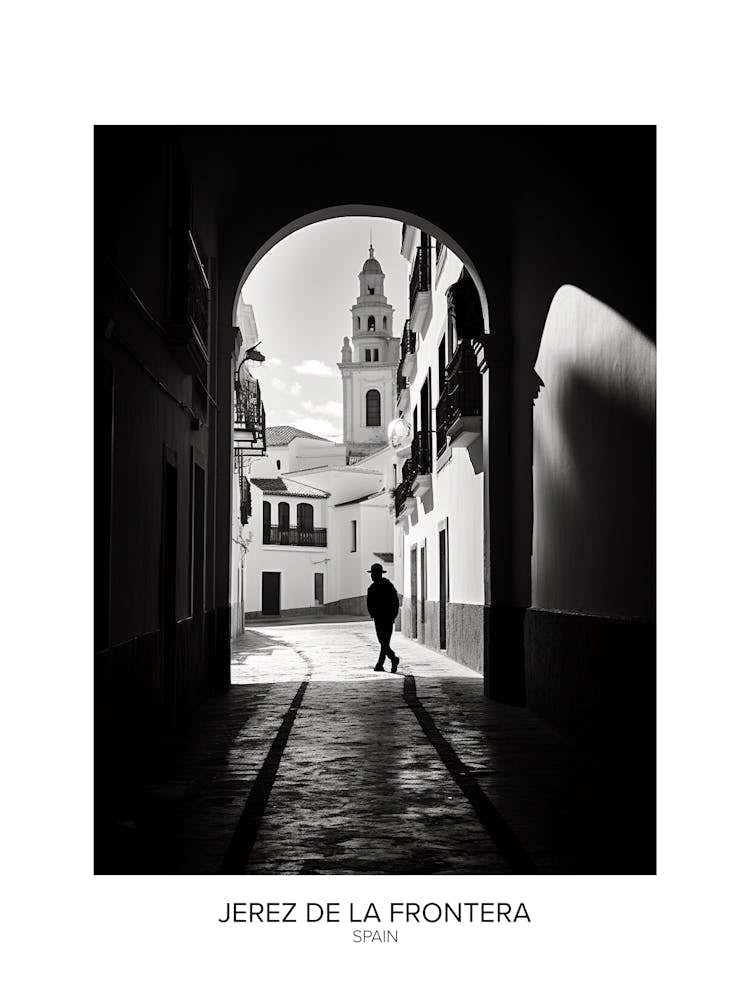 Poster Of Jerez De La Frontera, Spain, Black And White Analogue Photography 1