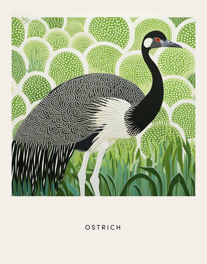 Ohara Koson Inspired Bird Painting Ostrich 1 Poster