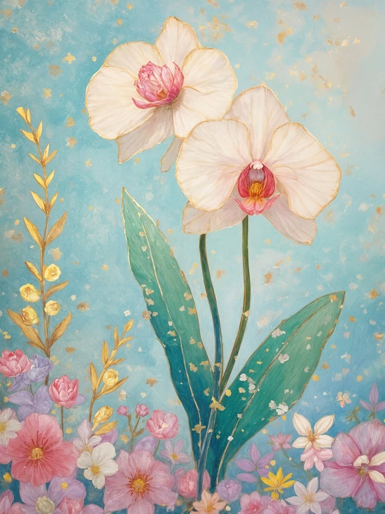 Orchideen auf Blau Nr. 2