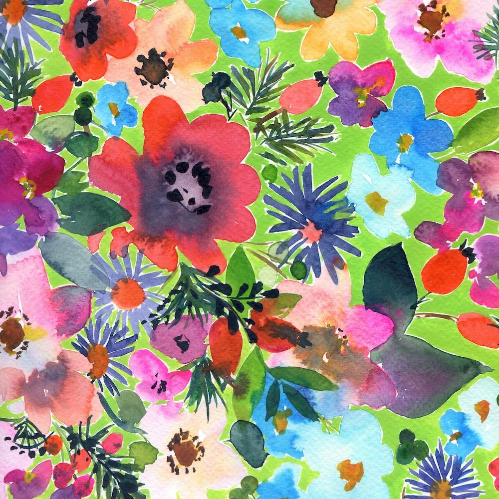 Watercolor Flowers of Summer