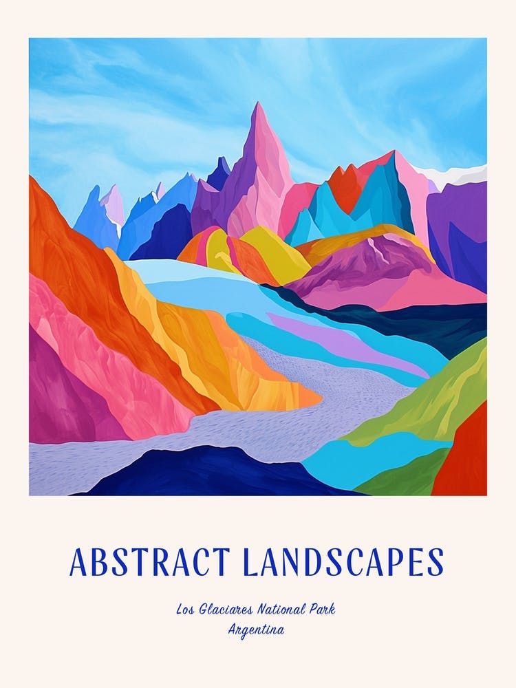 Colourful Abstract Los Glaciares National Park Argentina 5 Poster Blue