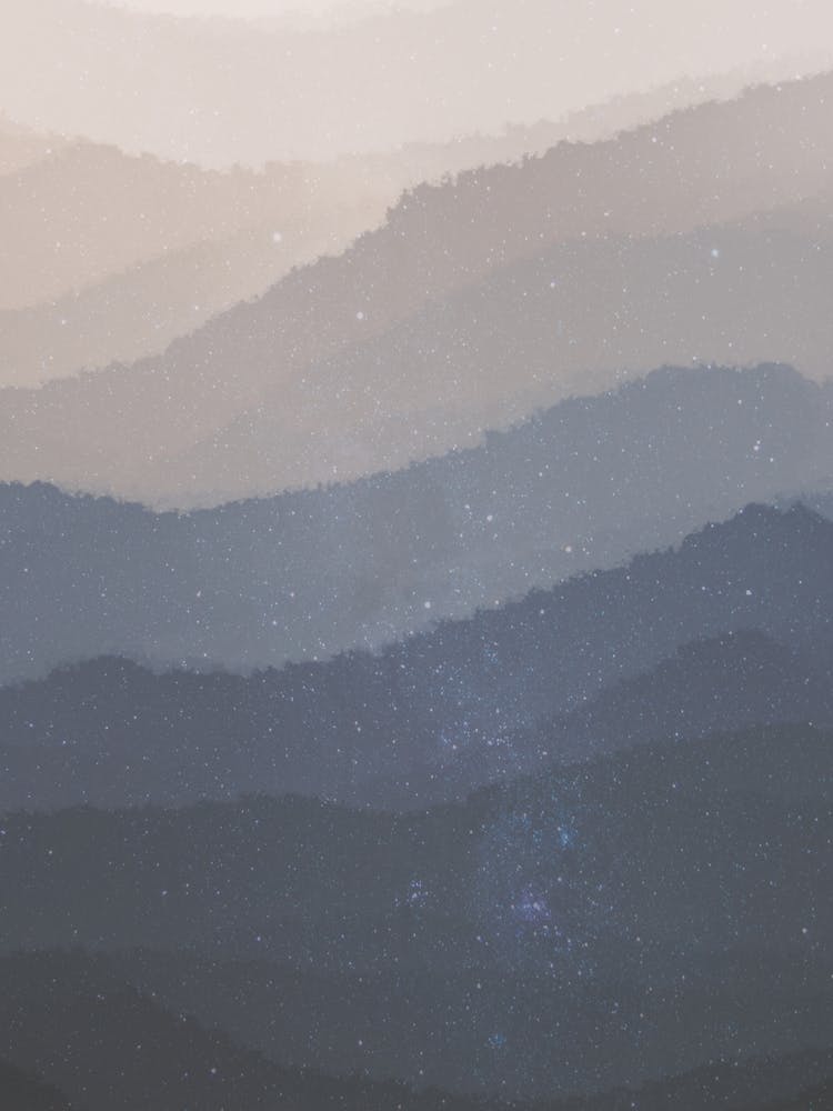 Minimal art abstract misty mountain watercolor painting