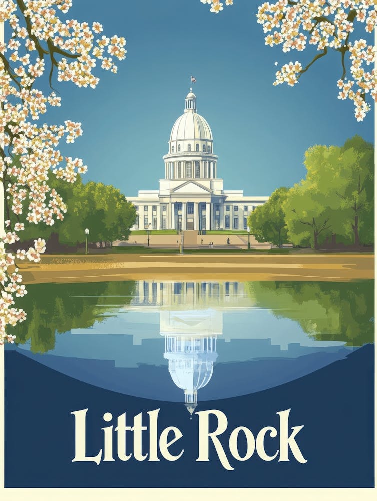 Aihrgdesign Une Affiche de Voyage Vintage de Little Rock Présentant