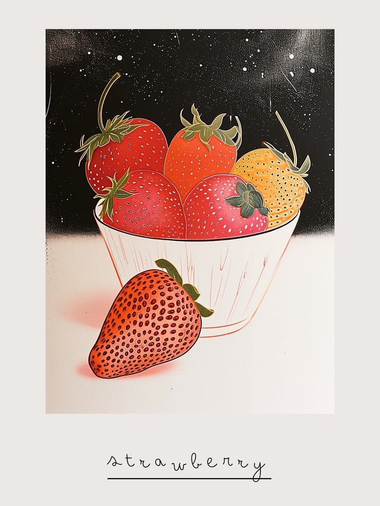 Art Deco Strawberry Still Life 2 Poster