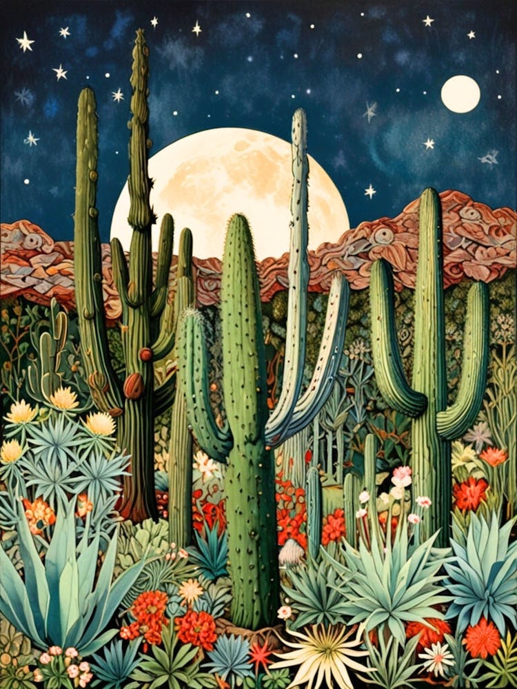 William Morris Cactus At Night 2