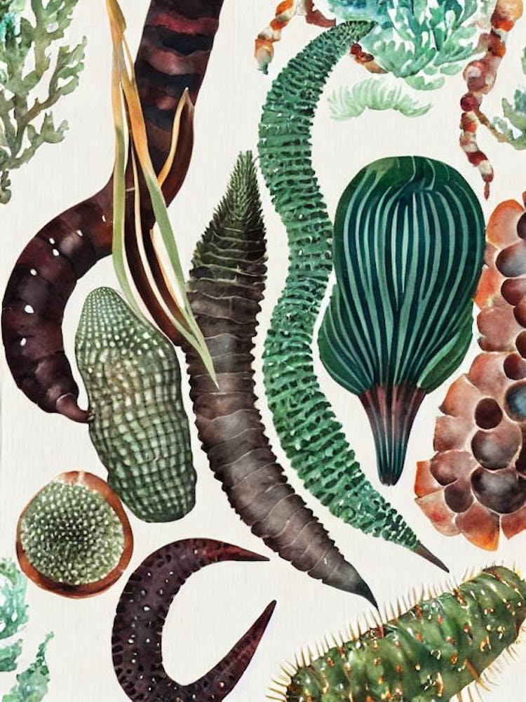 Sea Cucumber Vintage Graphic Watercolour