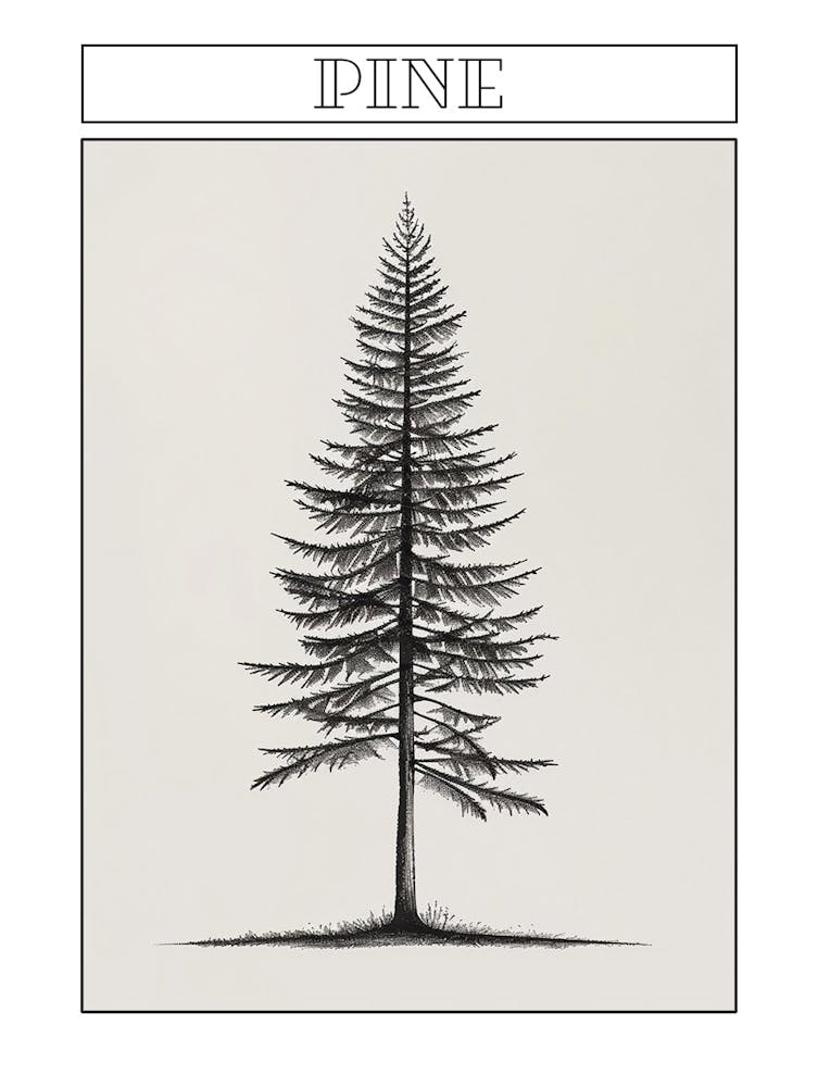 Pine Tree Minimalistic Drawing 1 Poster