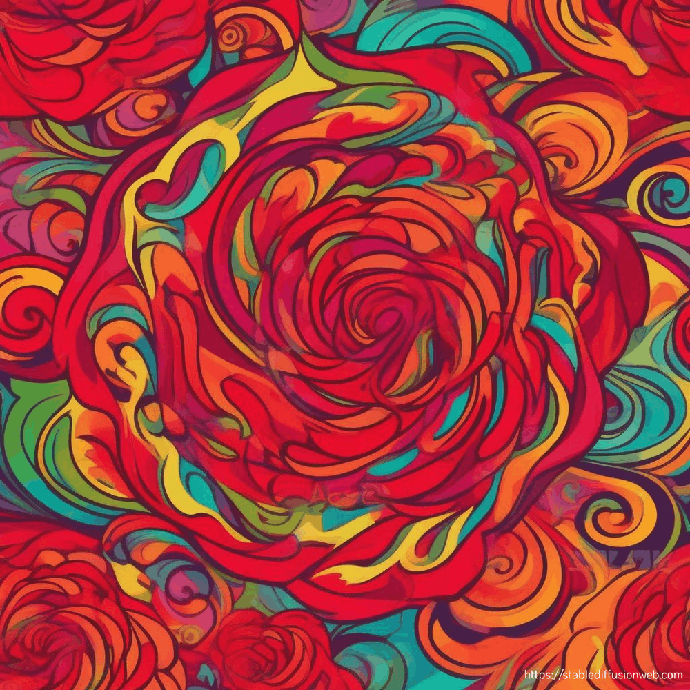 psychedelic red rose pattern