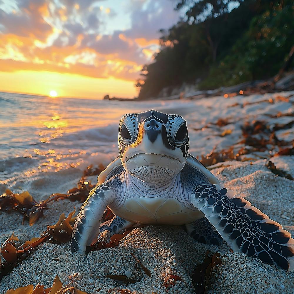 Baby Sea Turtle Looking Ahead