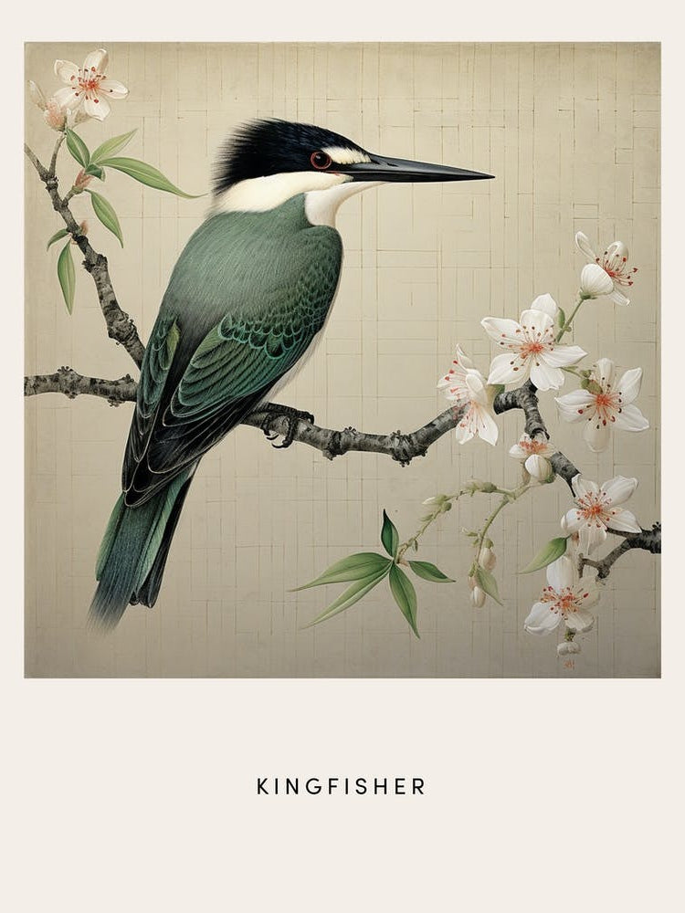 Ohara Koson Inspired Bird Painting Kingfisher 2 Poster