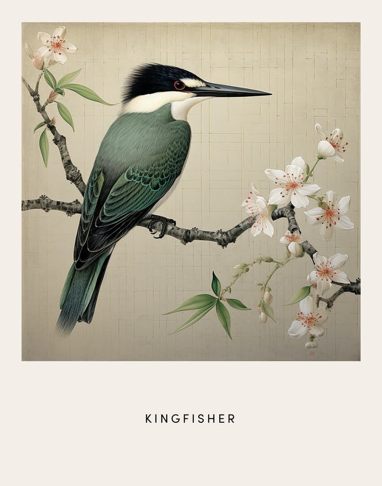 Ohara Koson Inspired Bird Painting Kingfisher 2 Poster