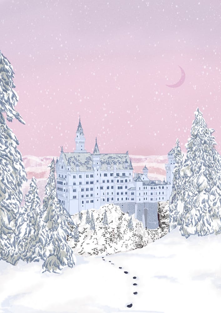 Pink Princess Castle Illustration