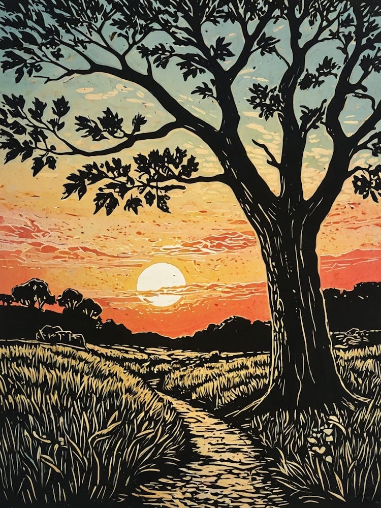 Sunset With Tree