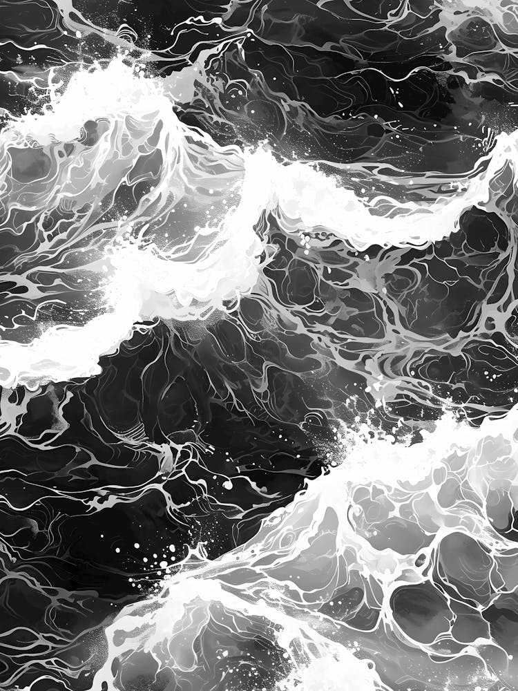 Black And White Ocean Waves