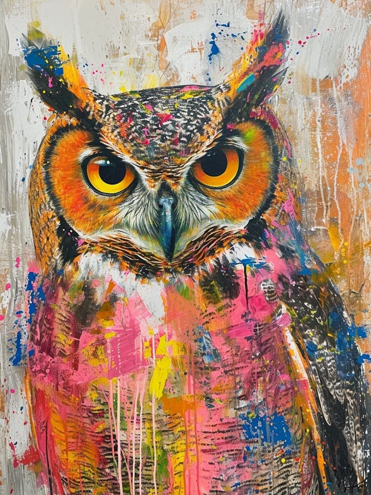 Kitsch Colourful Owl Collage 7