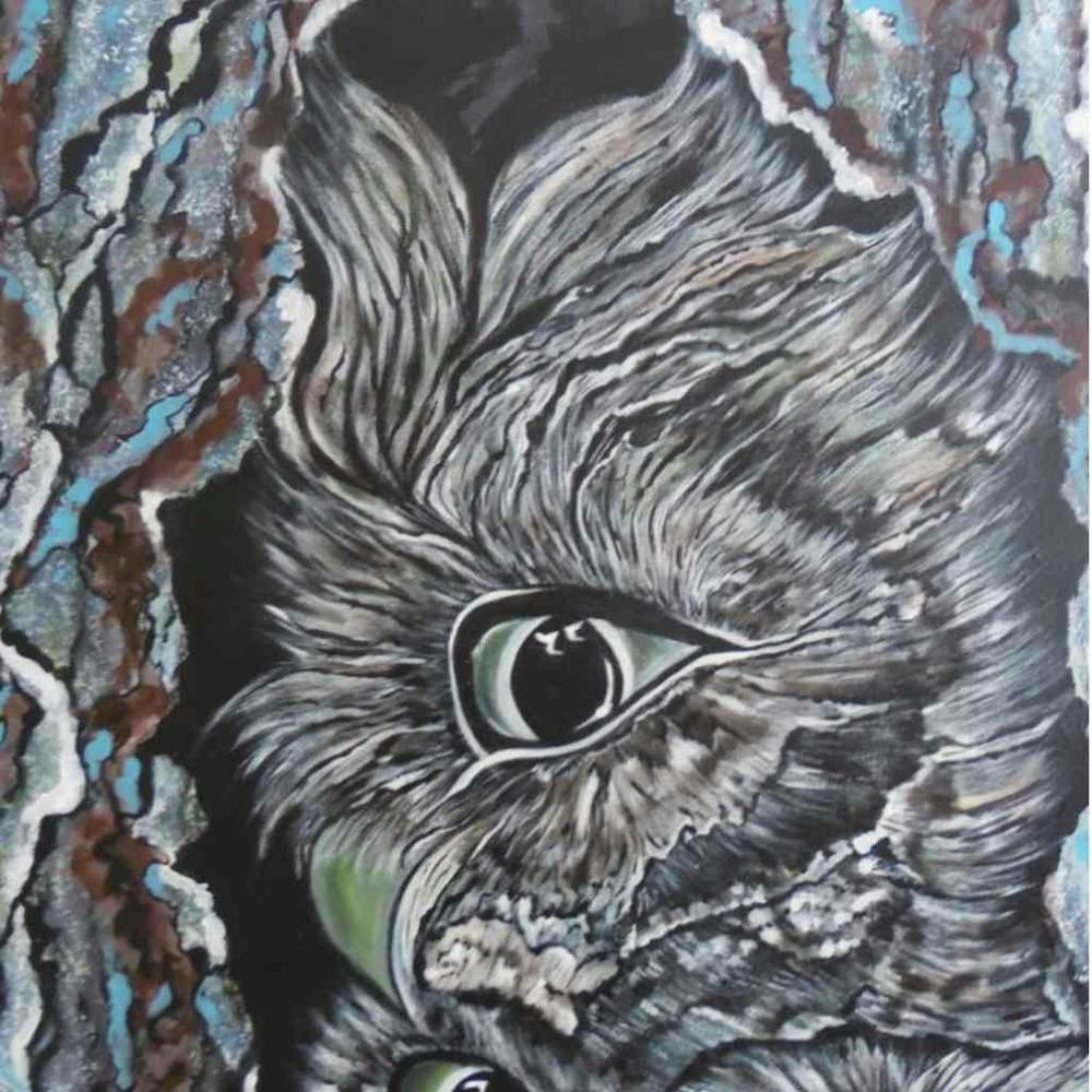 The Modern Abstract Art Painting On Barn Owl In The Wild Life Nature
