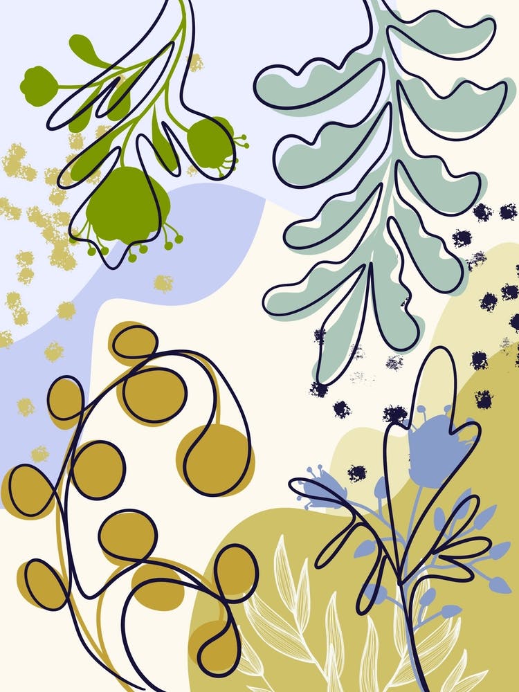 Abstract Flowers And Leaves