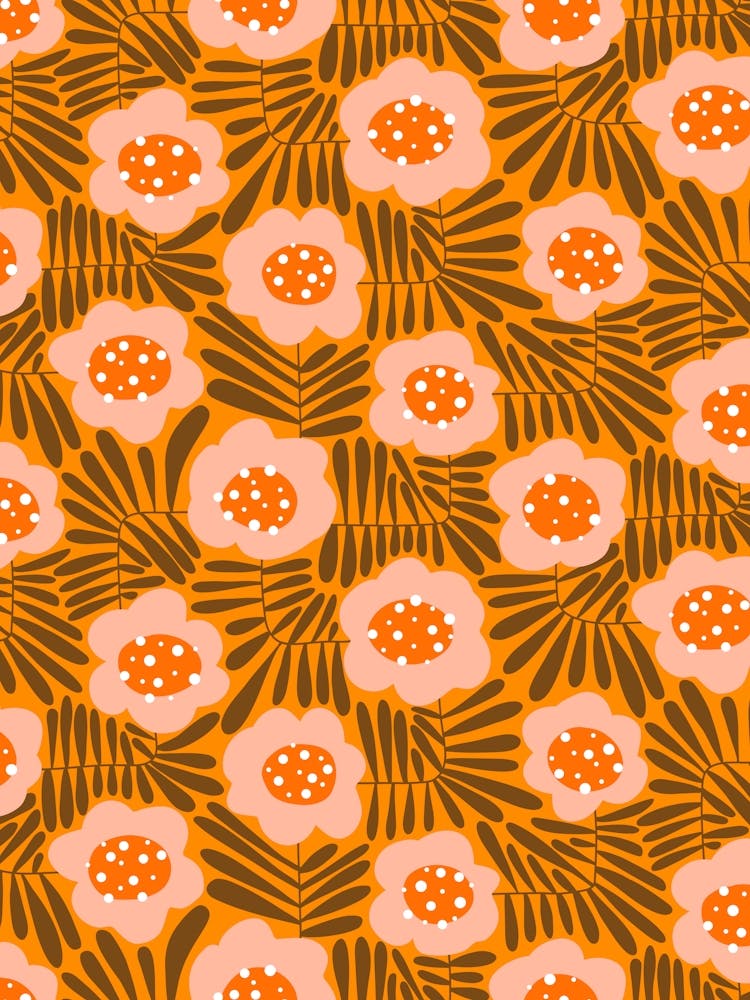 Climbing Flowers Retro Floral Warm And Earthy