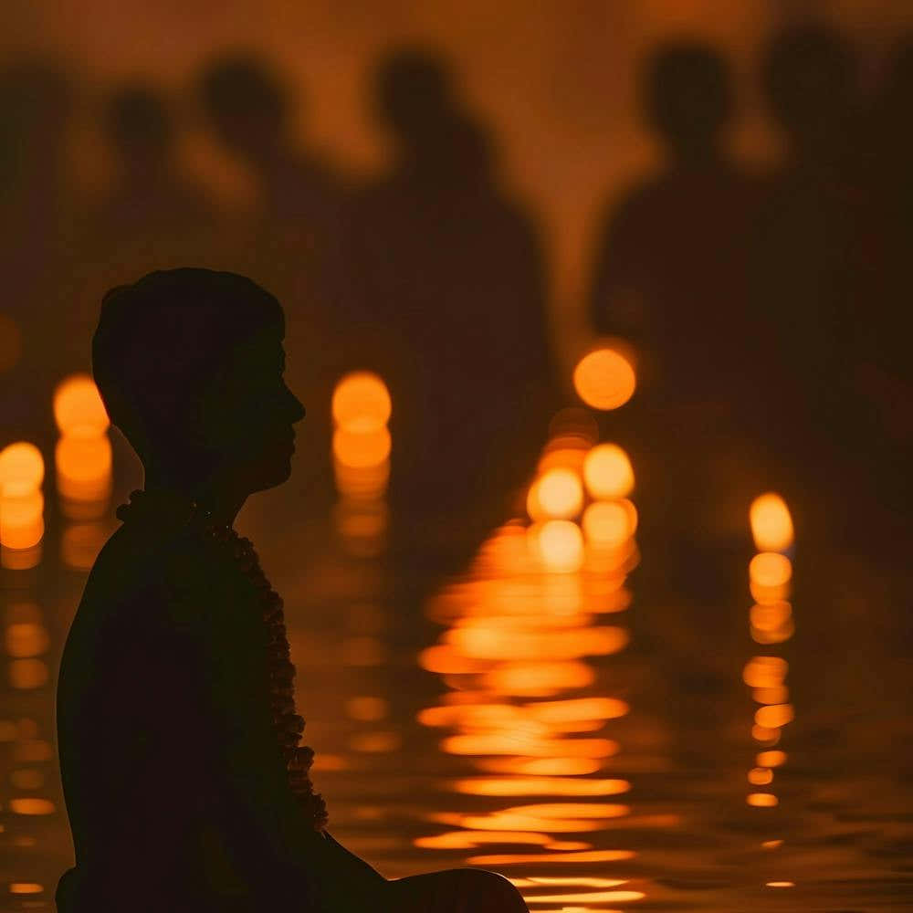 Boy Meditates In The Water