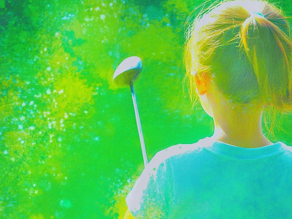 Little Girl Playing Golf Oil Painting