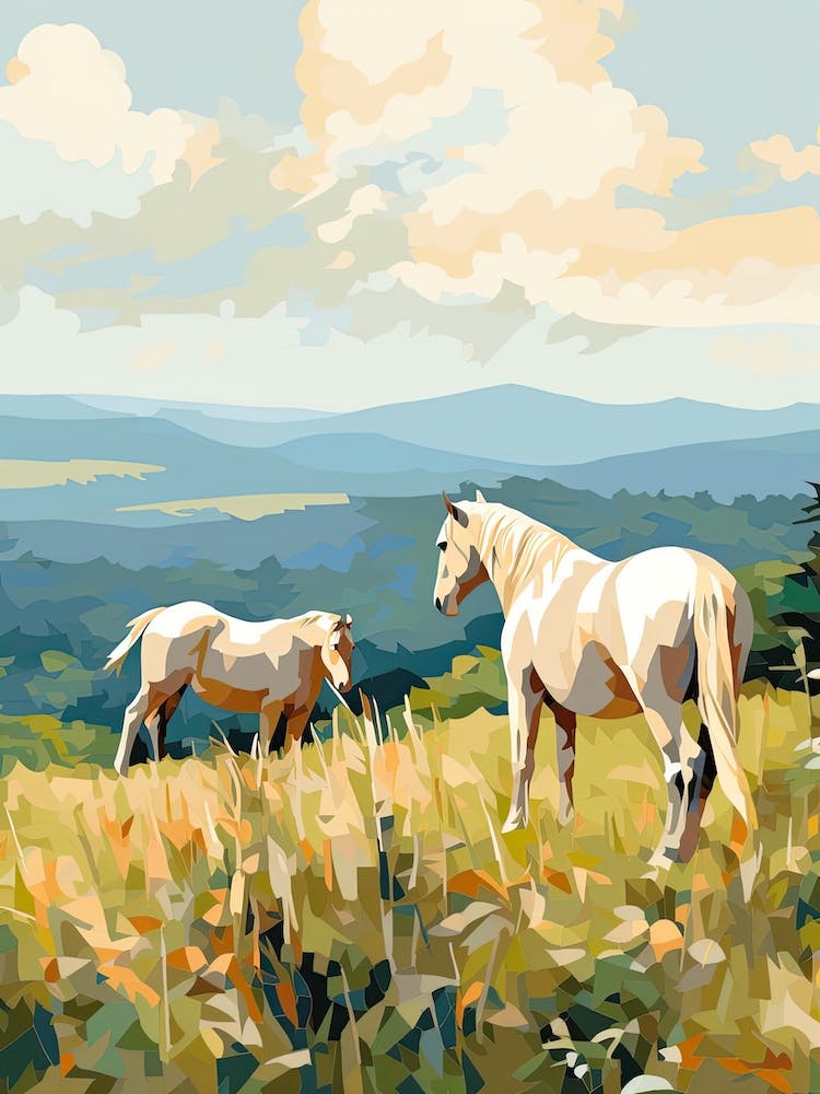 Horses Painting In Blue Ridge Mountains Virginia, Usa 3