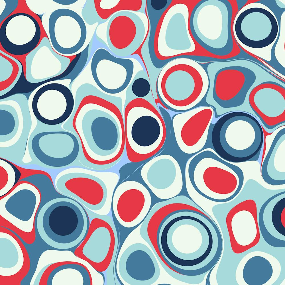 Abstract Teal Green and Red Liquid Ink Drops