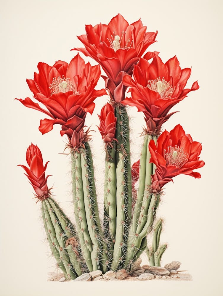 Vintage Cactus Illustration Woolly Torch Cactus 2