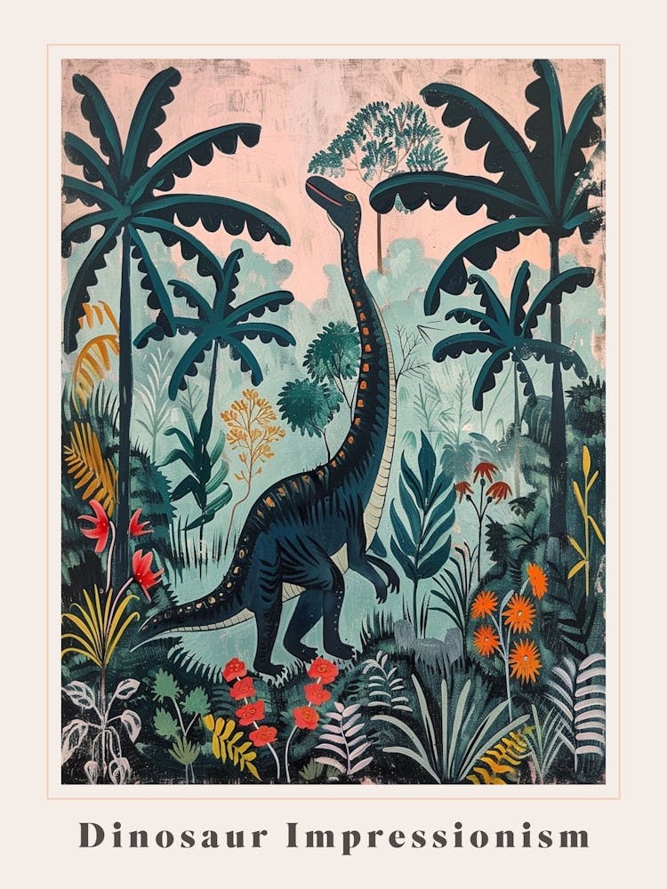Dinosaur Impressionist Inspired Painting 3 Poster