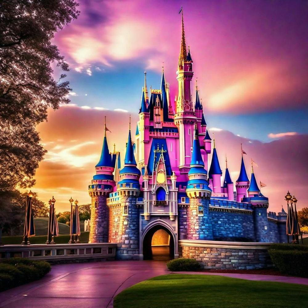 Cinderella Castle Bei Sonnenuntergang