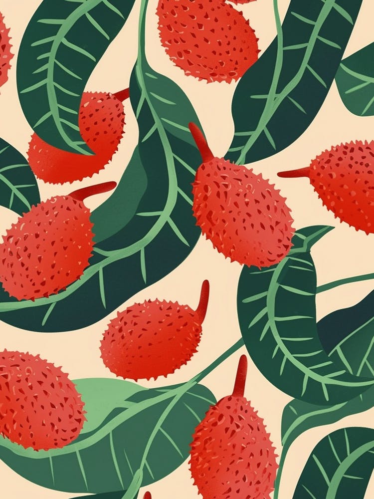 Lychee Fruit Pattern Illustration 1