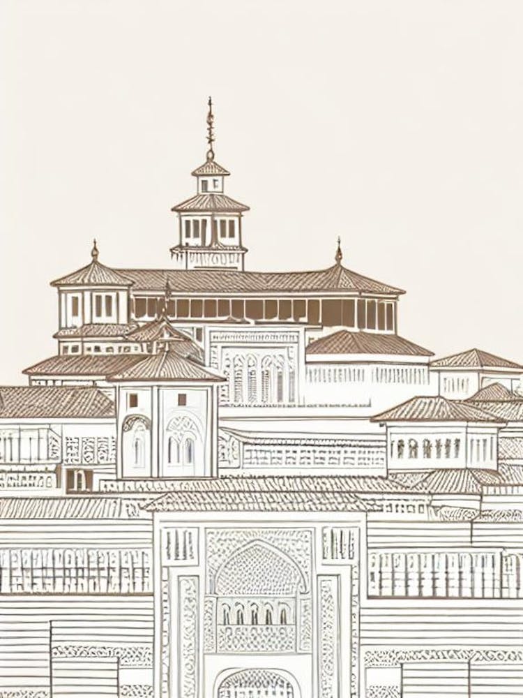 Alhambra 2 Granada Boho Landmark Illustration