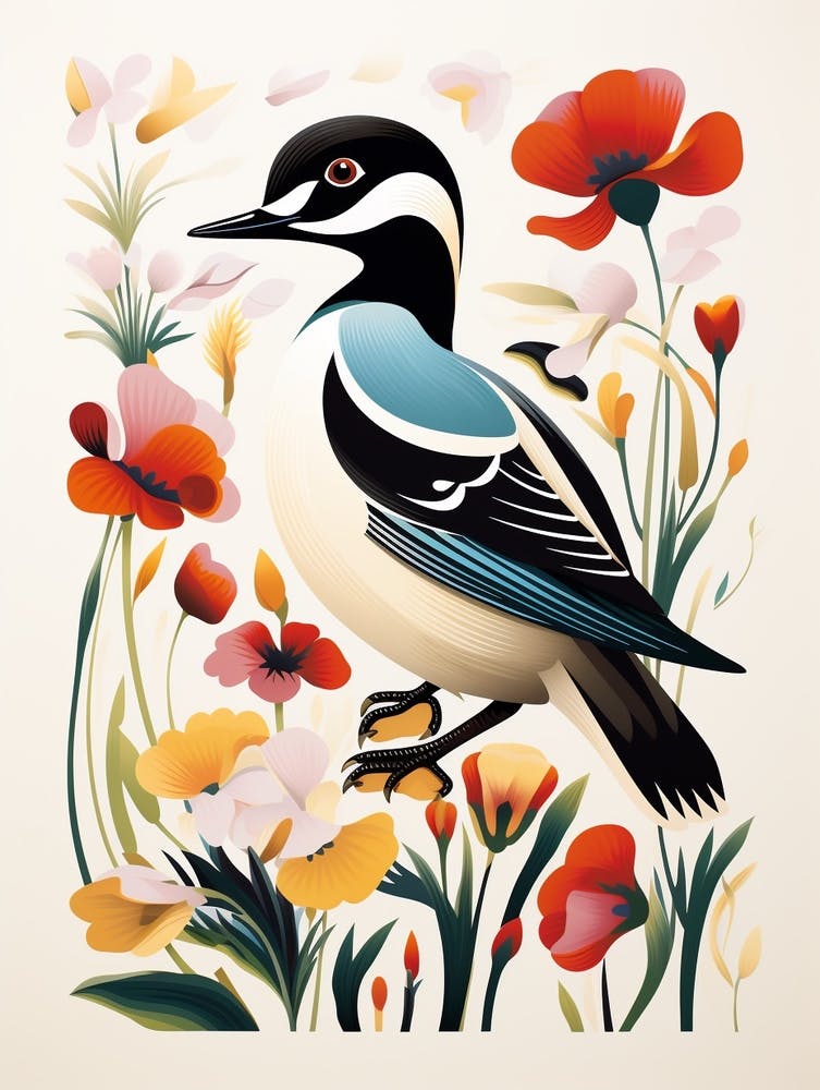 Scandinavian Bird Illustration Bufflehead 2