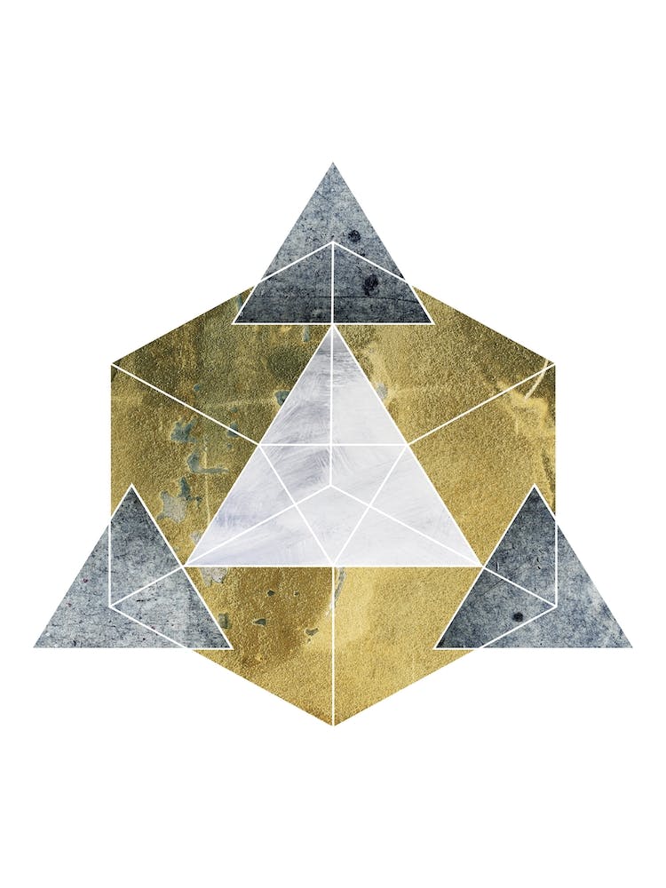Gold and Grey Abstract Pyramid