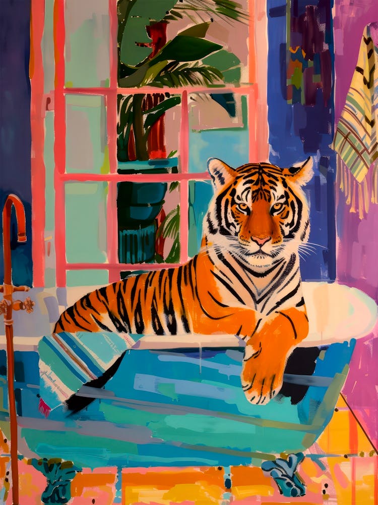 Tiger Print Maximalist Bathroom Pink Kitsch Aesthetic 