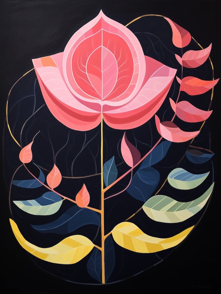 Rose 2 Hilma Af Klint Inspired Flower Illustration